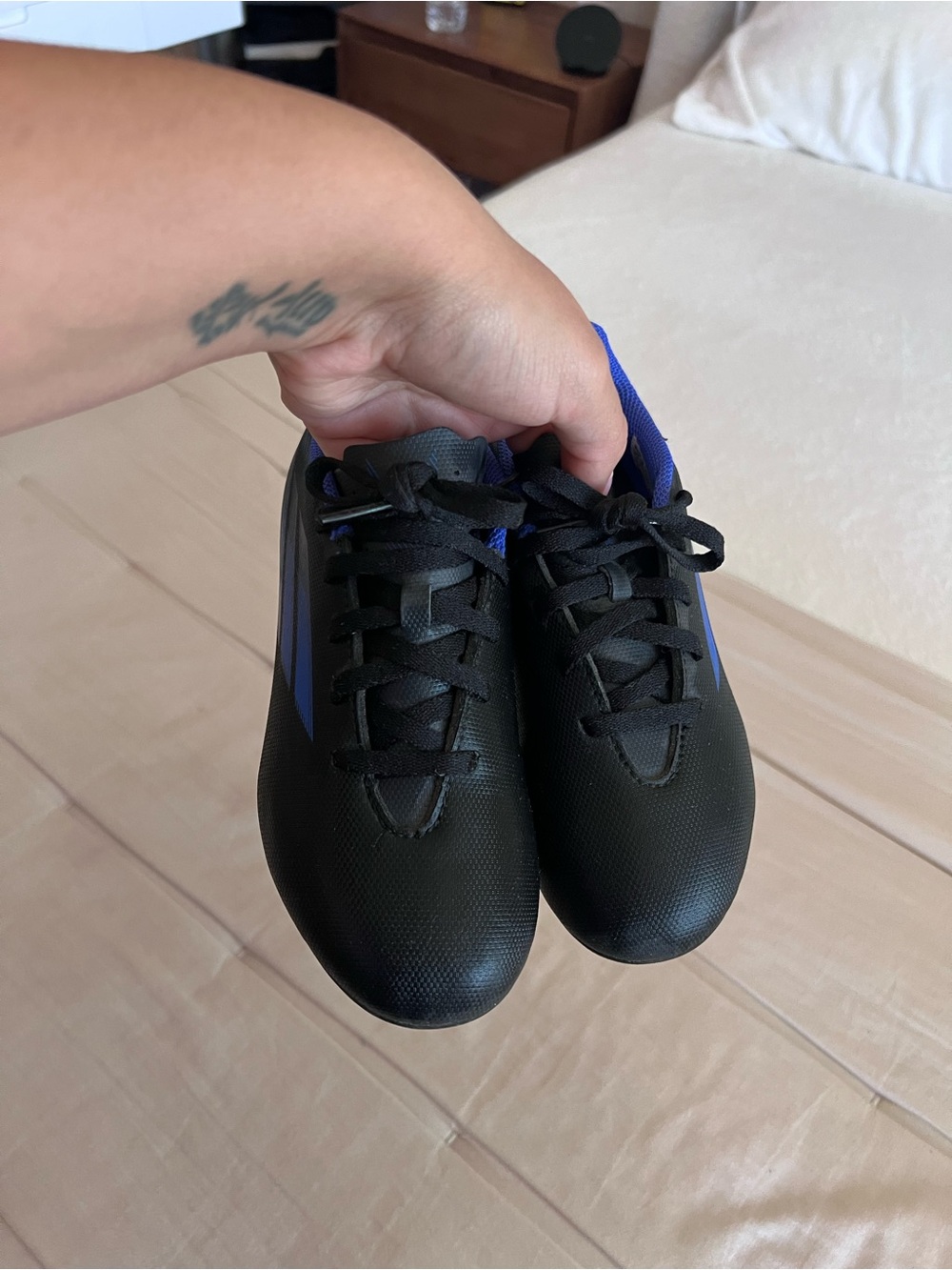 adidas Originals Kids Black and Blue Lace-Up Athletic Shoes